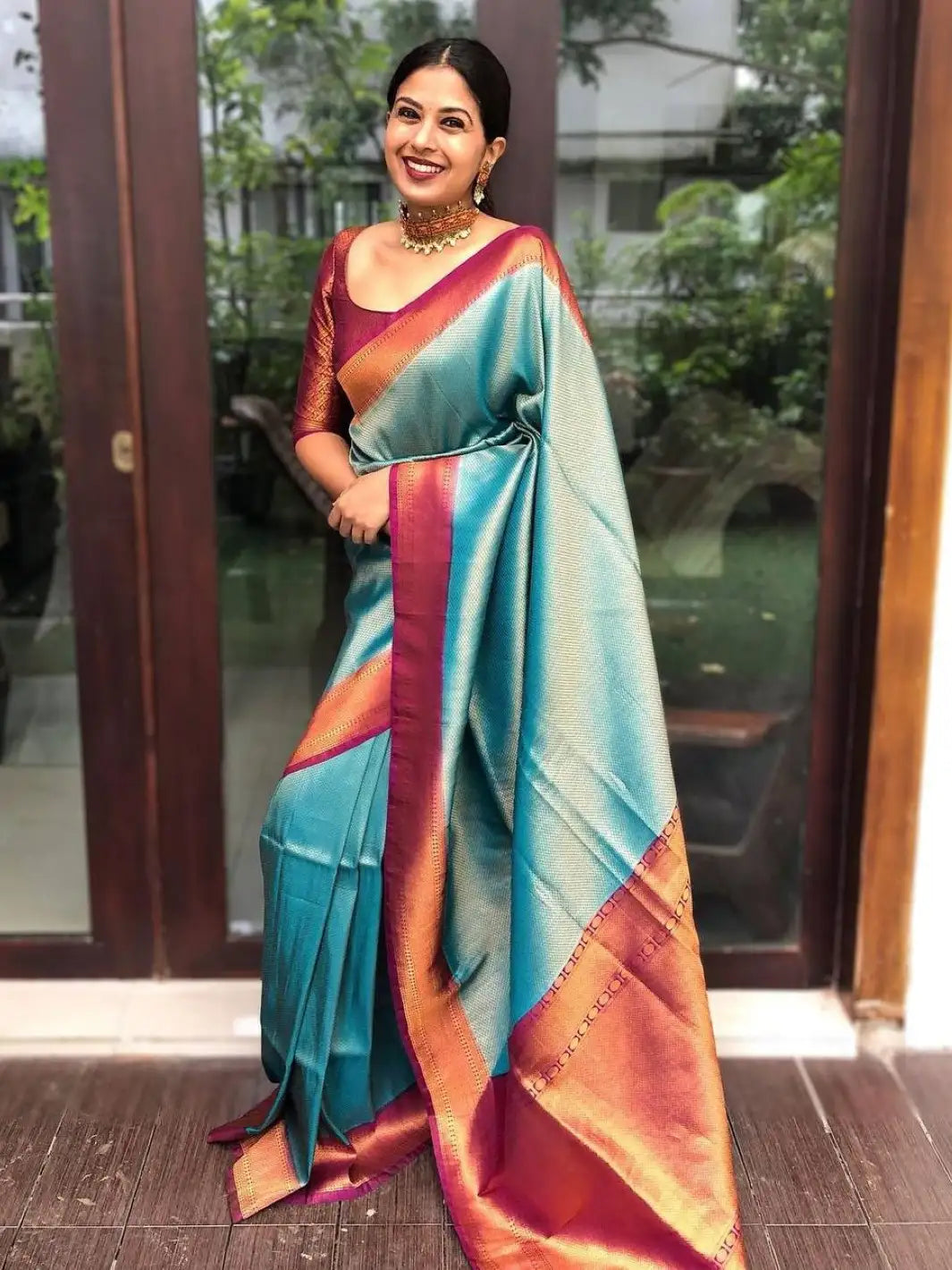 Blue Copper Zari Silk Saree – mamasaree