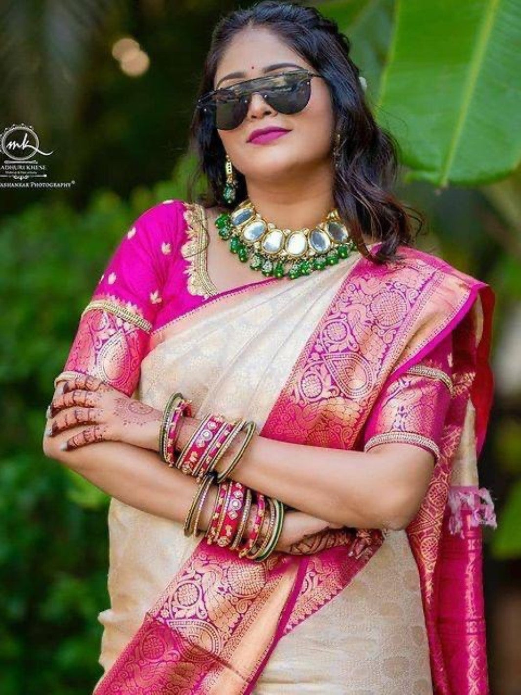 Double shaded Georgette Saree With Embroidered Blouse – Kanika Sharma
